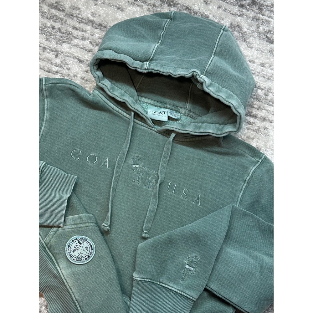 GOAT USA‎ Hoodie Unisex XS Green Garment Dyed Embroidered Pullover GSXYH23105Y